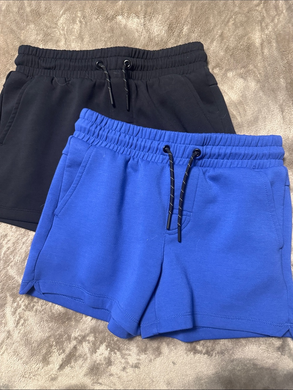 Boys Drawstring Shorts - Black & Royal Blue